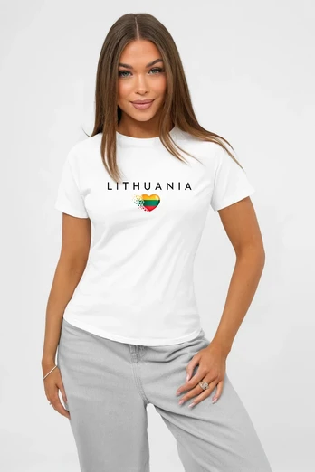 Moteriški balti marškinėliai Lithuania (juodas)