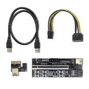 QOLTEC 55510 Riser PCI E 1x 16x USB 3.0 ver. 018 SATA PCI E 6 pin kaina
