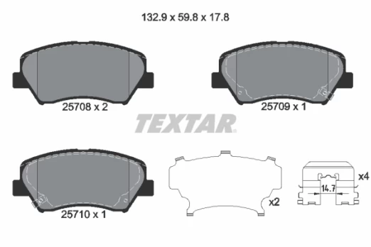 TEXTAR 2570801 Brake pad set