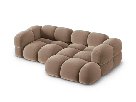 Velvet Right Corner Sofa, "Loretto", 3 Seats, 250x147x68 Made in Europe