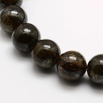 Natūralaus Bronzito karoliukų gija 8 mm