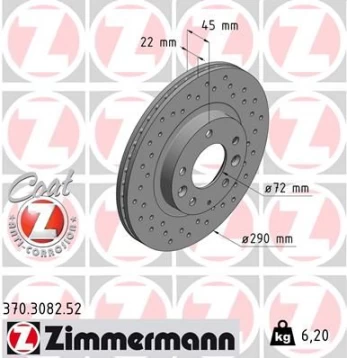 Stabdžių diskas ZIMMERMANN 370.3082.52
