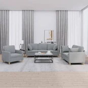 Sofa Sofos komplektas su pagalvėmis, 3 dalių, pilkas, audinys kaina