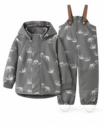NAME IT Softshell kelnių ir striukės komplektas "Pilkas mamutas" - 98