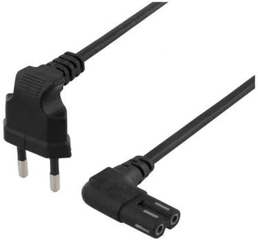 Deltaco Unearthed device cable 5m, angled, CEE 7/16 - IEC C7, juodas