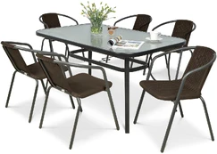 Lauko baldų komplektas SIMPLE 150 cm, 6+1, Brown kaina
