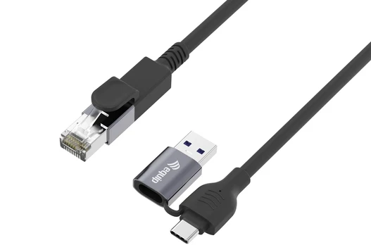 Equip Adapter GigaBit USB-C+A->RJ45 St/St 5.00m schwarz