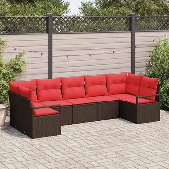 Sofos komplektas su pagalve 7 pcs Ruda poliratanas