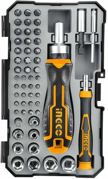 Ingco HKSDB0558 Screwdriver ratchet + bits set 55pcs CrV