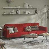 Dvivietė sofa-lova, raudonojo vyno spalvos, aksomas kaina