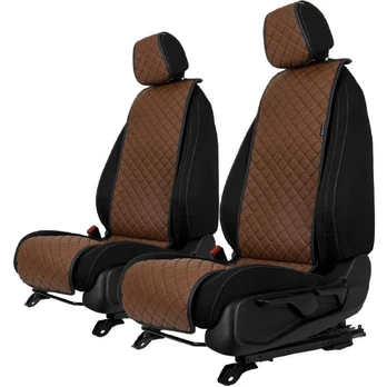 Sėdynių užvalkalai EVAtech ECO Basic, 2 vnt - ruda / juodi kraštai / rudos siūlės