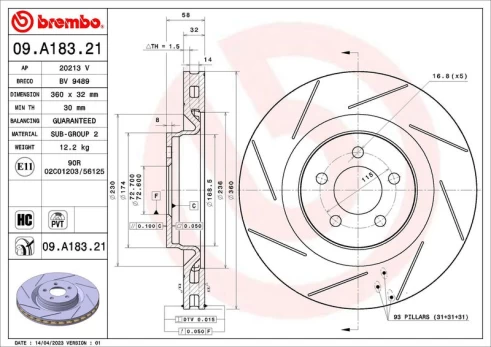 Stabdžių diskas BREMBO 09.A183.21