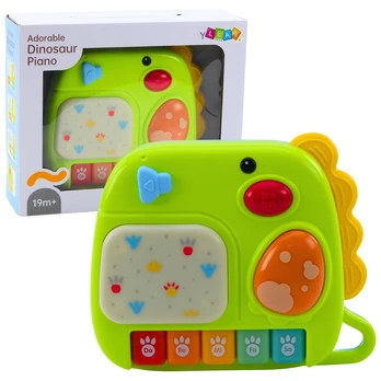 Žaislinis pianinas, dinozauras Lean Toys Adorable, 17.5 cm, žalia
