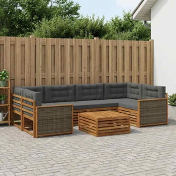 Lauko sofos komplektas su pagalve 7 pcs Natūralus ir antracitas