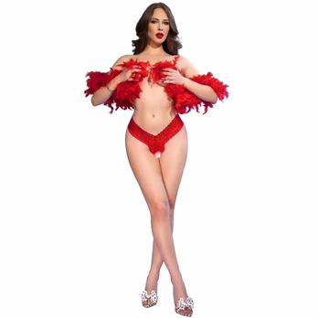 CHILIROSE CR 4885 Red Lace Open-Crotch Thongs S - Delicate & Bold Design