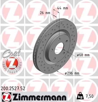 Stabdžių diskas ZIMMERMANN 200.2527.52