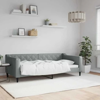 Sofa, šviesiai pilkos spalvos, 90x190cm, audinys