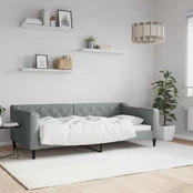 Sofa, šviesiai pilkos spalvos, 90x190cm, audinys kaina