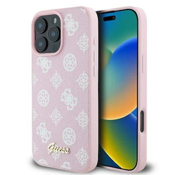 Guess GUHMP16LPGPYSP iPhone 16 Pro 6.3" rožinis/pink hardcase Peony Script Logo MagSafe