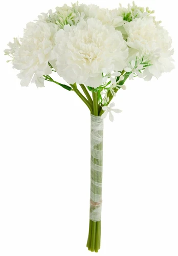 Dirbtinė puokštė, gvazdikas, balta/žalia, 28 cm