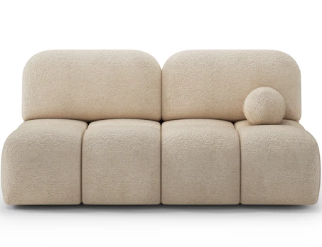 Nuwia sofa with sleeping function and storage box, light beige plush upholstery, Modern, Beige