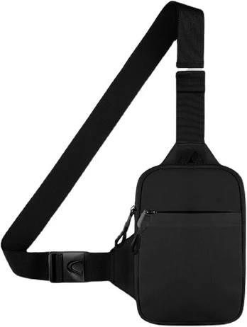 Crossbag krūtinės krepšys, vyrams ir moterims, juodas