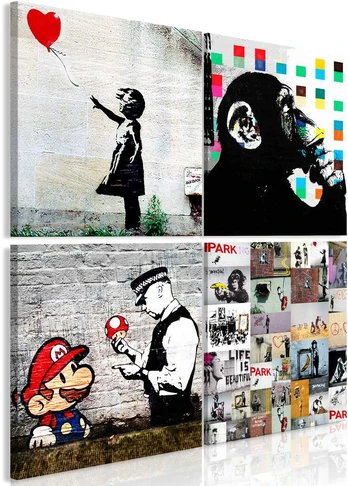 Artgeist Paveikslas - Banksy Collage (4 Parts)
