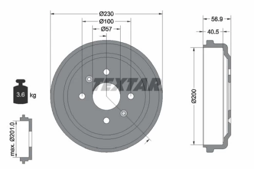TEXTAR 94032100 Brake drum
