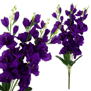 Dirbtinių kardelių puokštė, 5 vnt., violetinė