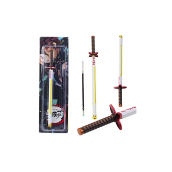 Lean Katana Sword Anime Ballpoint Pen Metal Juodas Ink Replaceable Refill Baltas and Geltona