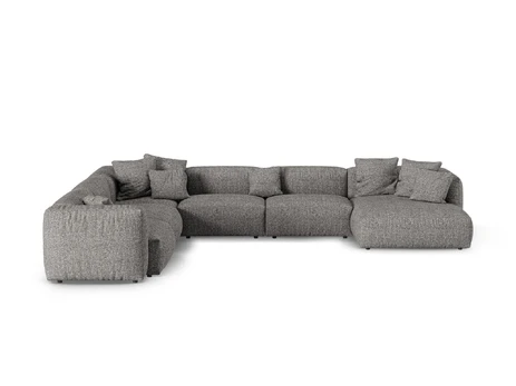 Boucle Modular Left Corner Sofa, "Martina", 6 Seats, 420x330x75, Graphite