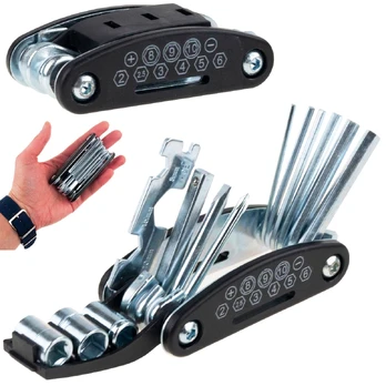 Dviračio instrumentų rinkinys, metalas, sidabro/juoda