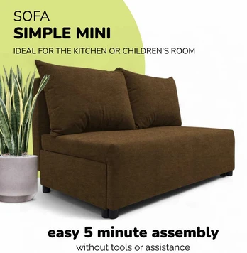 Sofa Meb & Podrez Dvivietis išskleidžiamas sofos Simple Mini, Podrez, rudos spalvos