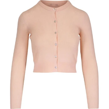 Kardiganas moterims, Smėlio, Slim rib shell button cardigan