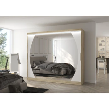Sliding wardrobe with mirror and lighting LED CAMBE 250