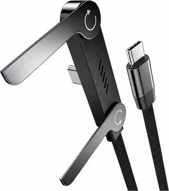 Vakoss TC-U570 USB-C to USB-C Cable with Stand Function, 100W, 1m, Black