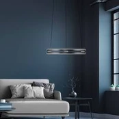 PURE LED pakabinamas šviestuvas E-Loop, pilkos spalvos, Ø 50 cm,