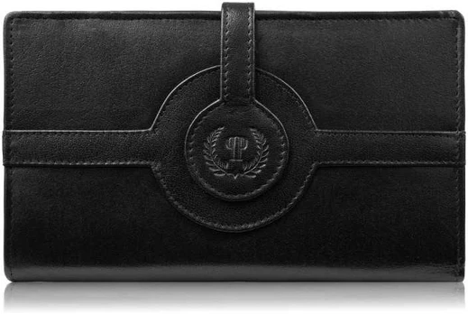 Moteriška piniginė, oda, juoda, horizontali, RFID apsauga, Paolo Peruzzi