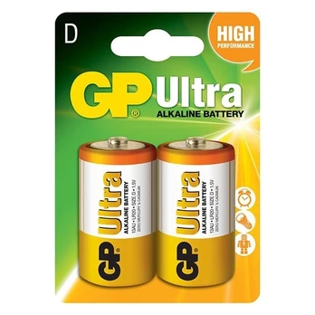 Elementai GP Batteries Ultra Alkaline, R20, 1.5 V, 2 vnt.