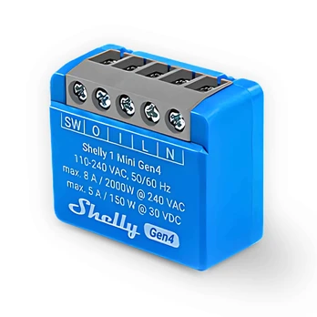 Shelly 1 Mini Gen4 1 kanalo relė 8A (WiFi, Bluetooth, Zigbee, Matter)