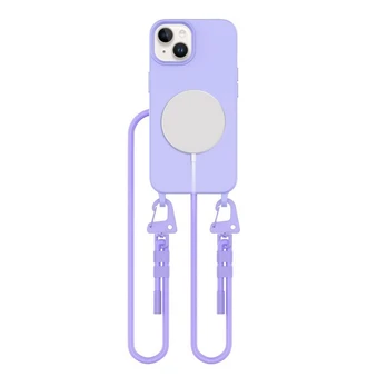 Levandos spalvos dėklas su dirželiu Apple iPhone 14 telefonui "Tech-Protect Magnecklace Mag"