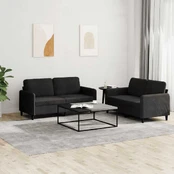 Sofa Sofos komplektas, 2 dalių, juodos spalvos, aksomas kaina