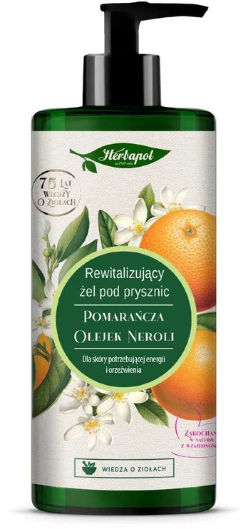 HERBAPOL Rewitalizujący Żel pod prysznic - Pomarańcza & Olejek Neroli 740ml