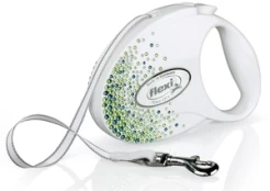 Automatinis pavadėlis Flexi Glam Splash Leaf 2205, baltas/žalias, 5 m kaina