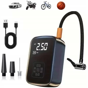 Automobilinis kompresorius 12V LCD elektrinė pompa dviračiams
