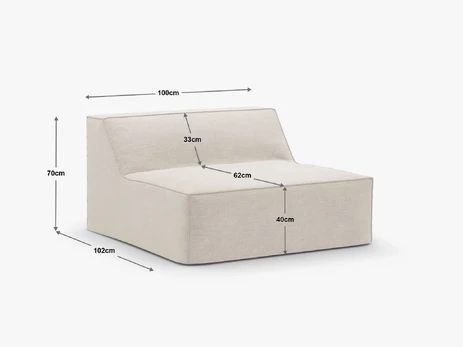 Modul Armless, "Jodie", 1 Seat, 100x102x70, Muted Blue