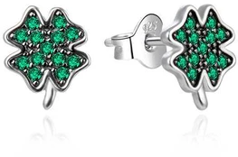 Agato Four-leaf clover sidabrinis earrings with zircons AGT-E167PGR