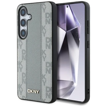 Dėklas DKNY Leather Checkered Pattern MagSafe do Samsung Galaxy S25 taupe