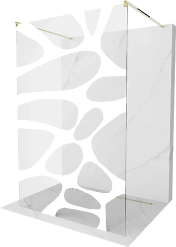 Dušo sienelė Mexen Kioto Walk-in, 140 cm x 200 cm, aukso/balta