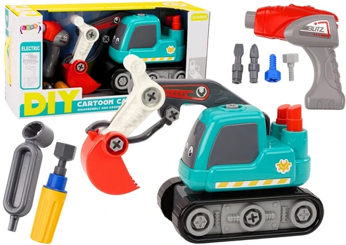 Lean Toys Cartoon Crawler Excavator For Turning DIY Turquoise
